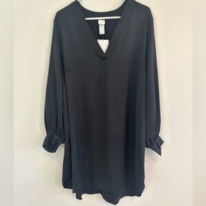 H&M Satin Relaxed Fit Long Sleeve Short Dress